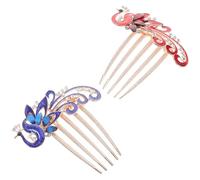 jojofuny 2pcs Alloy Rhinestone Peacock Hair Comb French Side Comb for Hair Styling Women Daily Life Glamour Elegance