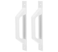 jojofuny 2pcs Aluminium Bar Pull Handle in White, Industrial Style Practical Grab Handle with Good Mechanical Resistance, Suitable for Wooden and Garage Doors, Includes Screwings