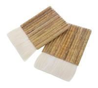 jojofuny 2pcs Bamboo Paddle Paint Brushes with Soft Bristles for Smooth Strokes and Maintained Shape, Rectangular Design for Wall Painting and Collaborative Art Projects