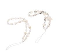 jojofuny 2pcs Beaded Phone Charm Wrist Straps with Elegant Plastic Pearl Design, Hands-free Multi-purpose Phone Bracelet for Wallet and Keys, for Parties and Trips