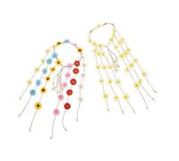 jojofuny 2pcs Bohemian Daisy Headbands Set, Floral Holiday Hairbands for Women, Lightweight Flower Headdress Hair Accessories, Pastel Yellow and Design