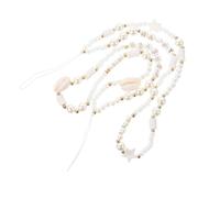 jojofuny 2pcs Bohemian White Pearl Shell Beaded Mobile Phone Chain Anti-lost Wrist Strap Decorative Hanging Phone Charms for Women DIY Accessory