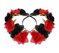 jojofuny 2pcs Bridal Headpiece Floral Headband for Women Wedding Veil Bride Headband Red Wedding for Women Bride Party Flower Crown for Party Festival