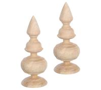 jojofuny 2pcs Carved Finials Unfinished Wood Topper Solid Wood Smooth Surface Round Ball Classical Charm Versatile Decoration for DIY Indoor Decorations
