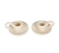 jojofuny 2pcs Ceramic Candlestick Holders with Handle - Beige Nordic Taper Candle Stand Set - Minimalist Scandi Tabletop Decor for Dining Room, Wedding Centrepiece & Aesthetic Home Decoration