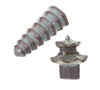 jojofuny 2Pcs Ceramic Flower Pot Ornaments with Miniature Pavilion and Small Pagoda, Garden Decor Accessories for Planters and Micro Landscape, Suitable for Indoor and Outdoor Flower Pot