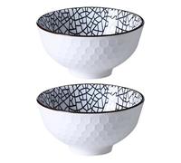 jojofuny 2pcs Ceramic Rice Bowl Set with Cracks Style Japanese Design