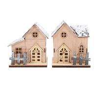 jojofuny 2pcs Christmas Decorations Wooden LED Luminous Log Cabin Atmosphere Lights Desktop Ornaments Xmas Home Decor