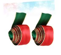 jojofuny 2pcs Christmas Decorative Ribbon Wide Fabric Silk Ribbon in Red and Green for Wrapping Holiday Party Decor DIY Crafting and Wedding Accents