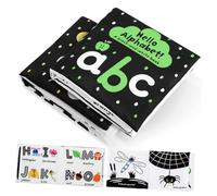 jojofuny 2pcs Cloth Books High Contrast Educational with Animal and Alphabet Patterns for Early Learning and Sensory Development