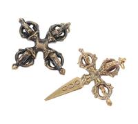 jojofuny 2pcs Copper Vajra Pestle Pendant Buddhism Ornament Charms for DIY Necklaces Keychains Bag Accessories Rust-resistant Copper Crafting Pendants Unique Tibetan Design Random Style