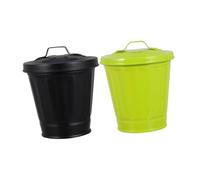 jojofuny 2pcs Desktop Trash Can with Lid Small Iron Garbage Bin for Home Office Countertop Waste Container for Towels Food Scraps and Household Waste Green