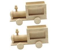 jojofuny 2pcs DIY Wooden Pen Holder Train Container Blank Craft for Creativity and Graffiti Unfinished Wood Art Storage Gift for Imagination and Decoration