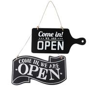 jojofuny 2pcs Double-sided Open Closed Signs for Business and Cafe Door Decoration, Black Synthetic Material Hanging Store Signs, Practical and Versatile Design