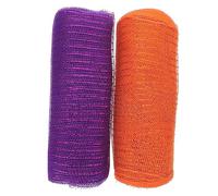 jojofuny 2pcs Glitter Decorative Tulle Metallic Mesh Ribbon Gift Wrapping Accessory for Wedding Party Crafting Orange and Deep Purple