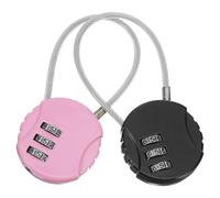 jojofuny 2pcs Heavy Duty Steel Cable Combination Locks, Resettable Security Padlocks for Luggage, Gym Lockers, Outdoor Gates with Black and Light Pink Cables