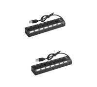 jojofuny 2pcs High Usb Hub Usb Multi Charger Desktop Pc Adapter Surge Protected Extension