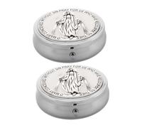 jojofuny 2pcs Holy Communion Box Rosary Box Small Metal Jewelry Case Portable Sacrament Keepsake Case for Travel Mini Trinket Holder for Communion Souvenir