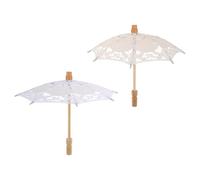 jojofuny 2pcs Lace Photography Umbrella Mini Lace Parasol Umbrella for Wedding Bride Photoshoot Flower Embroidery for Wedding Tea Party Decor