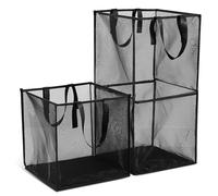 jojofuny 2Pcs Laundry Baskets Set Black Mesh Hamper with Handles, Single and Double Layer Clothes Storage Organizer for Dirty Clothes and Household Sundries