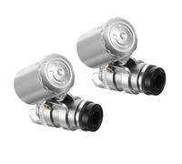 jojofuny 2Pcs LED Illuminated Mini Microscope Set Portable Jewelry Loupe for Currency Detection Collectibles and Art Identification Durable Construction