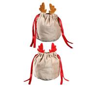 jojofuny 2pcs Lovely Christmas Candy Bags Xmas Candy Pouch with Antler Design Lint Material Packaging Bags for Christmas Decoration and Holder for Xmas Party Gifts