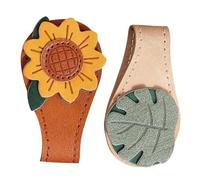 jojofuny 2pcs Magnet Leather Bookmarks Mini Magnetic Bookmarks Pu Leather Lightweight Artistic Floral Motif Sunflower Leaf Plant Shaped for Learning and Organizing Documents Suitable