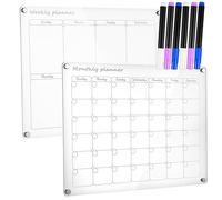 jojofuny 2pcs Magnetic Acrylic Writing Board Fridge Planner Whiteboard Weekly Monthly List Plan Schedule Board for Wall