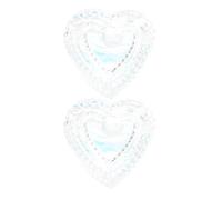 jojofuny 2pcs Manicure Crystal Cups with Lid, Mini Nail Liquid and Powder Mixing Glass Cups, Heart Shape Ab Color for Nail Art and Acrylic Tools