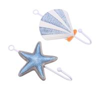 jojofuny 2pcs Mediterranean Style Iron Wall Mounted Hooks, Multi-Function Hat Hangers with Marine Life Seashell Designs, Practical Clothes Holders for Bedroom and Bathroom Storage