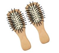 jojofuny 2Pcs Mini Bamboo Hair Brush Set, Portable Small Wooden Scalp Massage Comb for Detangling and Hair Care, Lightweight Pocket-Sized Detangler for Travel and Daily Use