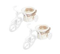 jojofuny 2pcs Mini Bicycle Woven Flower Basket for Simple Storage Home Decorative Tabletop Sundries Container