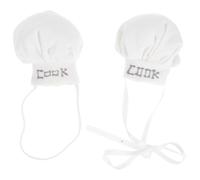 jojofuny 2pcs Mini Plush Chef Hats for Dolls 10-15cm Cooking Accessories with Elastic and Ribbon Bands, Miniature Cook Caps for Doll Dress and Role Play