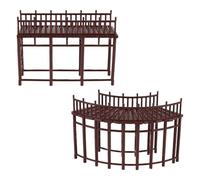 jojofuny 2pcs Miniature Pavilion Corridor Model Bridges, Decorative Micro Landscape Buildings for Garden and Home, Mini Architectural Structures for Outdoor Fairy Garden, Patio Ornament