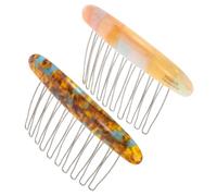 jojofuny 2pcs Minimalist French Side Hair Combs for Women Decorative Marble Pattern Iron Teeth Bangs Insert Hair Accessories for Fine and Thin Styling Portable Pins for Updo and Everyday