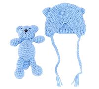 jojofuny 2pcs Newborn Photography Props Knitted Hat Bear for Boys and Girls for Months Photo Shoots and Memorable Moments