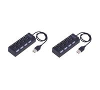 jojofuny 2pcs Portable Port Usb Hub Independent High-speed Data Splitter for Laptops and More Compact Lightweight Indicator for Power Status