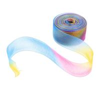 jojofuny 2pcs Rainbow Gradient Sheer Chiffon Ribbon 25mm Wide, Polyester Material with Soft Comfortable Touch, for Wrapping Presents and Bouquets, Decorative Wedding and Craft Accessories