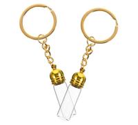 jojofuny 2Pcs Refillable Mini Perfume Bottles with Keychain, Glass Vials with Caps, Large Size Travel Empty Perfume Holder Set with Gold Acrylic Lid for Essential Oils