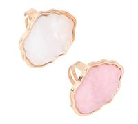 jojofuny 2Pcs Resin Nail Art Ring Palettes Set with Marble Shell Finger Mixing Plates, White and Pink Decorative Nail Art Palettes for Professional Manicure Use