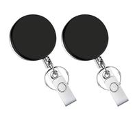 jojofuny 2pcs Retractable Badge Holder Key Ring with Abs and Iron Material, 4cm Semi-Metallic Design, Suitable for Nurses and Factory Workers to Hold Keys and Id Cards Firmly