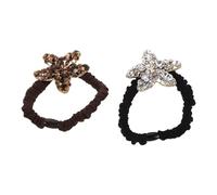 jojofuny 2pcs Rhinestone Scrunchie Hair Ties for Women Elastic Sea Star Ponytail Holders Sparkly Gems for Beach Wedding Daily Styling