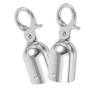 jojofuny 2pcs Rope End Stop Decking Rope Fittings Rope End Caps Rope End Cap with Hook Lanyard Cord End Cap Rope Hook Wooden Chord Wheel Cord End Snap Stainless Steel Split Type Fastener