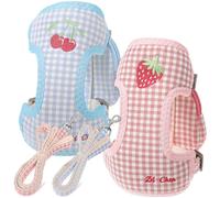 jojofuny 2pcs Small Dog Harness Backpack for Puppies with Detachable Leash and Storage Bag Cute Plaid Vest Harness for Small Dogs Cats Rabbits Lightweight No-pull Design for and Carrying