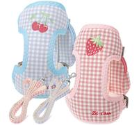 jojofuny 2pcs Small Dog Harness Vest for Cats and Dogs with Plaid Print Polyester Material Adjustable Chest 32-52cm and Neck 28-42cm Carry Training Treats within 3.5-7kg
