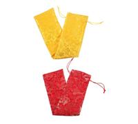 jojofuny 2pcs Thickened Brocade Calligraphy Pouches Silk Chinese Art Storage Bags Large Tassels Fan Shaped Design Multifunctional Organza Pouches