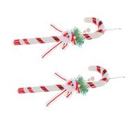jojofuny 2pcs Twisted Candy Cane Ornaments with Santa Claus Bow Charms Christmas Tree Hanging Decorations for Holiday Party Favors and Festive Home Decor