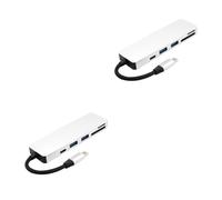 jojofuny 2pcs Usb-c to Usb 3.0 Adapter 5-in-1 Hub Card Reader Compact Easy to Carry