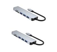 jojofuny 2pcs Usb Hub Dock Station Expansion Adapters Data Transfer Station Computer Accessories Usb c Adapter