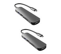 jojofuny 2pcs USB Hub Type-c Multifunction Aluminum Alloy Adapter Dongle for Laptop USB Hub for Phone for Office Use